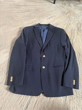 Michael Kors Navy Blazer Jacket gold buttons wool blend youth boys 16